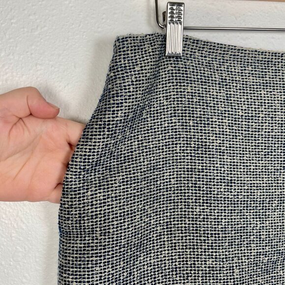 Banana Republic Navy Blue and Silver Tweed Academic Preppy Skirt Size: 10 - Picture 4 of 9